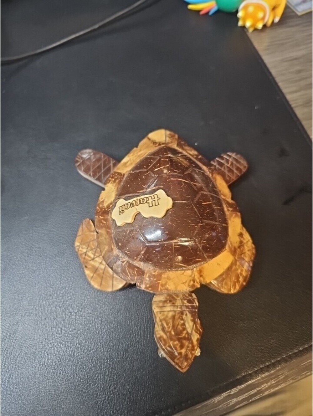 Beautiful Wooden Hand Carved Sea Turtle Tortoise Figurine 6" solid piece